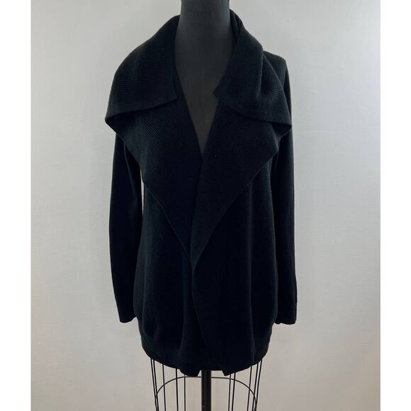 THEORY Winxie Black Long Sleeve Cashmere Cotton Open Front Cardigan Sweater Sz S - Picture 1 of 7
